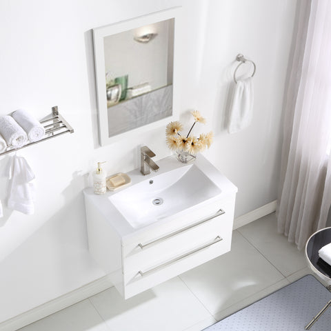 Stufurhome Riley 30 inch Wall Mounted Single Sink Bathroom Vanity, No Mirror