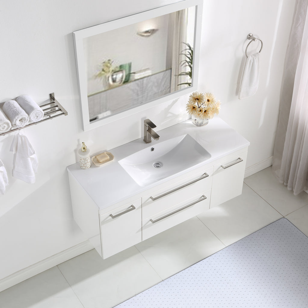 Stufurhome Riley 48 inch Wall Mounted Single Sink Bathroom Vanity, No Mirror