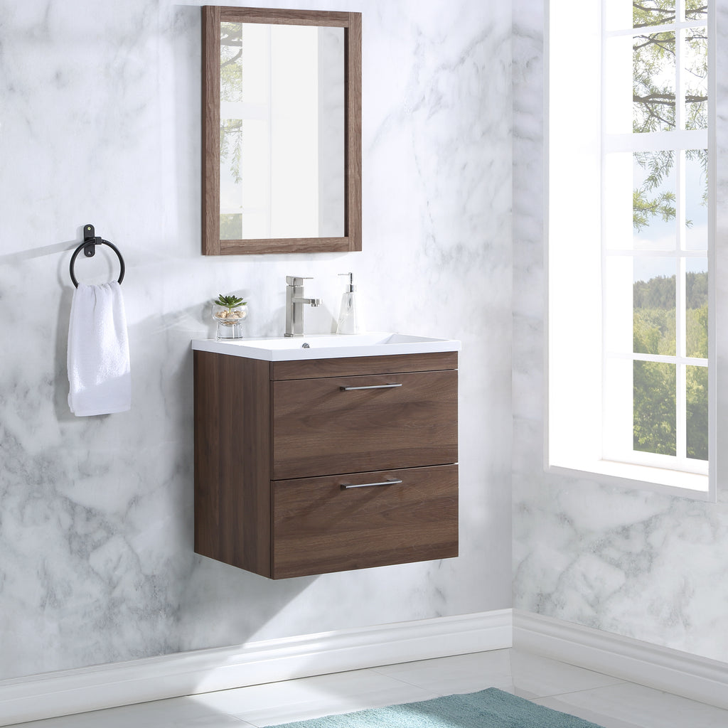 Stufurhome Harper 24 inch Wall Mounted Single Sink Bathroom Vanity, No Mirror