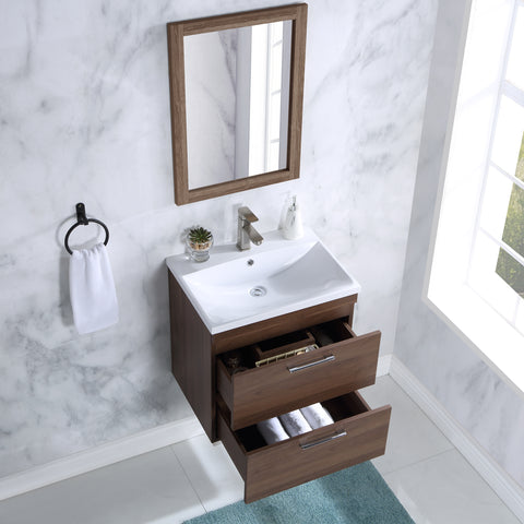 Stufurhome Harper 24 inch Wall Mounted Single Sink Bathroom Vanity, No Mirror