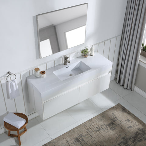 Stufurhome Eternal 59 inch Wall Mounted Single Sink Bathroom Vanity, No Mirror