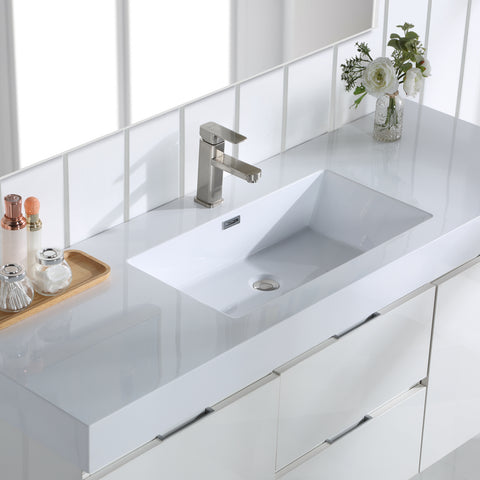Stufurhome Valeria 59 inch Wall Mounted Single Sink Bathroom Vanity, No Mirror