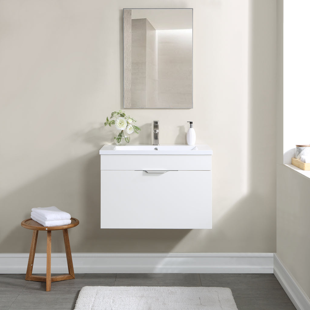 Stufurhome Delilah 30 inch Wall Mounted Single Sink Bathroom Vanity, No Mirror