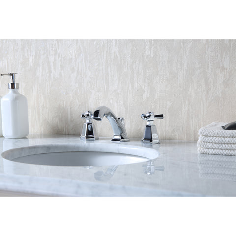 Stufurhome 48 inch Rory White Single Sink Vanity with Carrara Marble Top