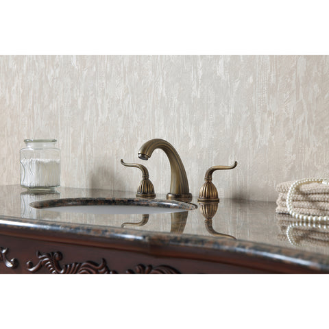 Stufurhome 56 inch Princeton Single Sink Bathroom Vanity with Baltic Brown Granite Top