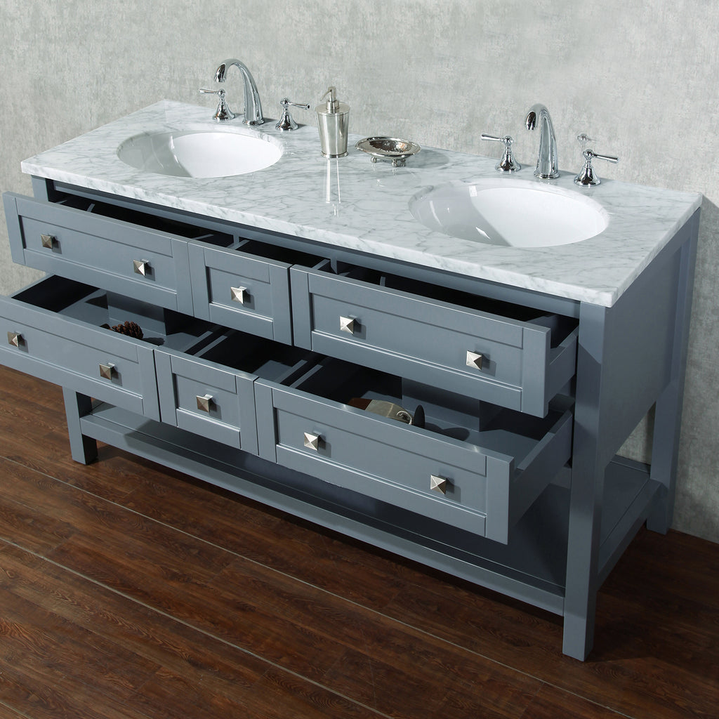 Stufurhome Marla 60 inch Grey Double Sink Bathroom Vanity