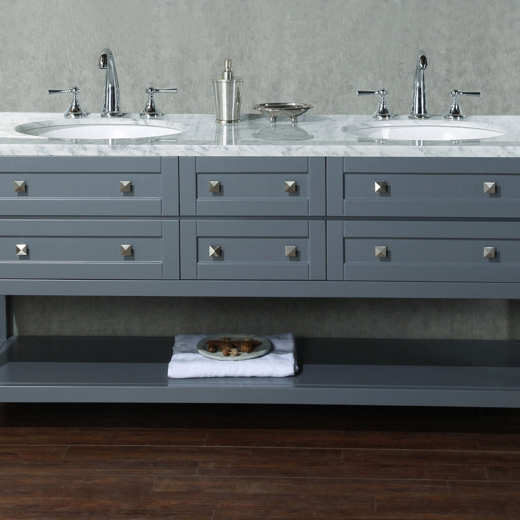 Stufurhome Marla 72 inch Grey Double Sink Bathroom Vanity