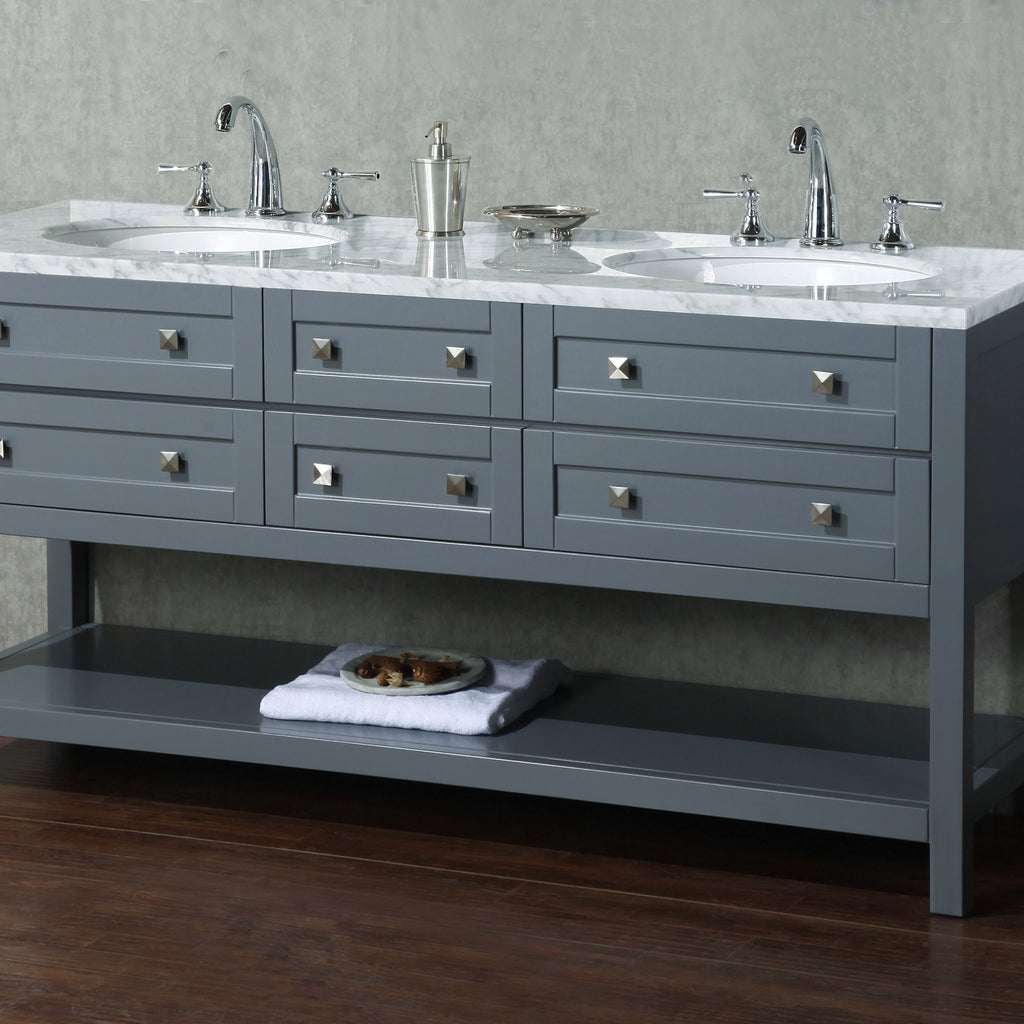 Stufurhome Marla 72 inch Grey Double Sink Bathroom Vanity