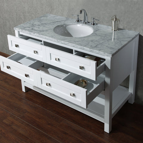 Stufurhome Marla 48 inch White Single Sink Bathroom Vanity