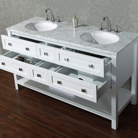 Stufurhome Marla 60 inch White Double Sink Bathroom Vanity
