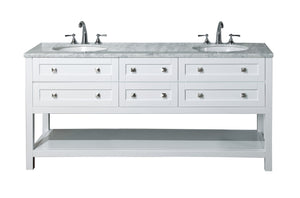 Stufurhome Marla 72 inch White Double Sink Bathroom Vanity