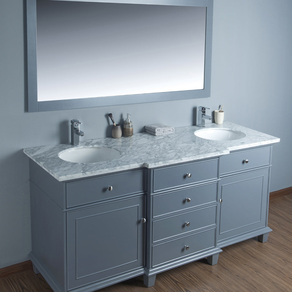 Stufurhome Cadence Grey 72 inch Double Sink Bathroom Vanity with Mirror