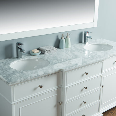 Stufurhome Cadence White 72 inch Double Sink Bathroom Vanity with Mirror