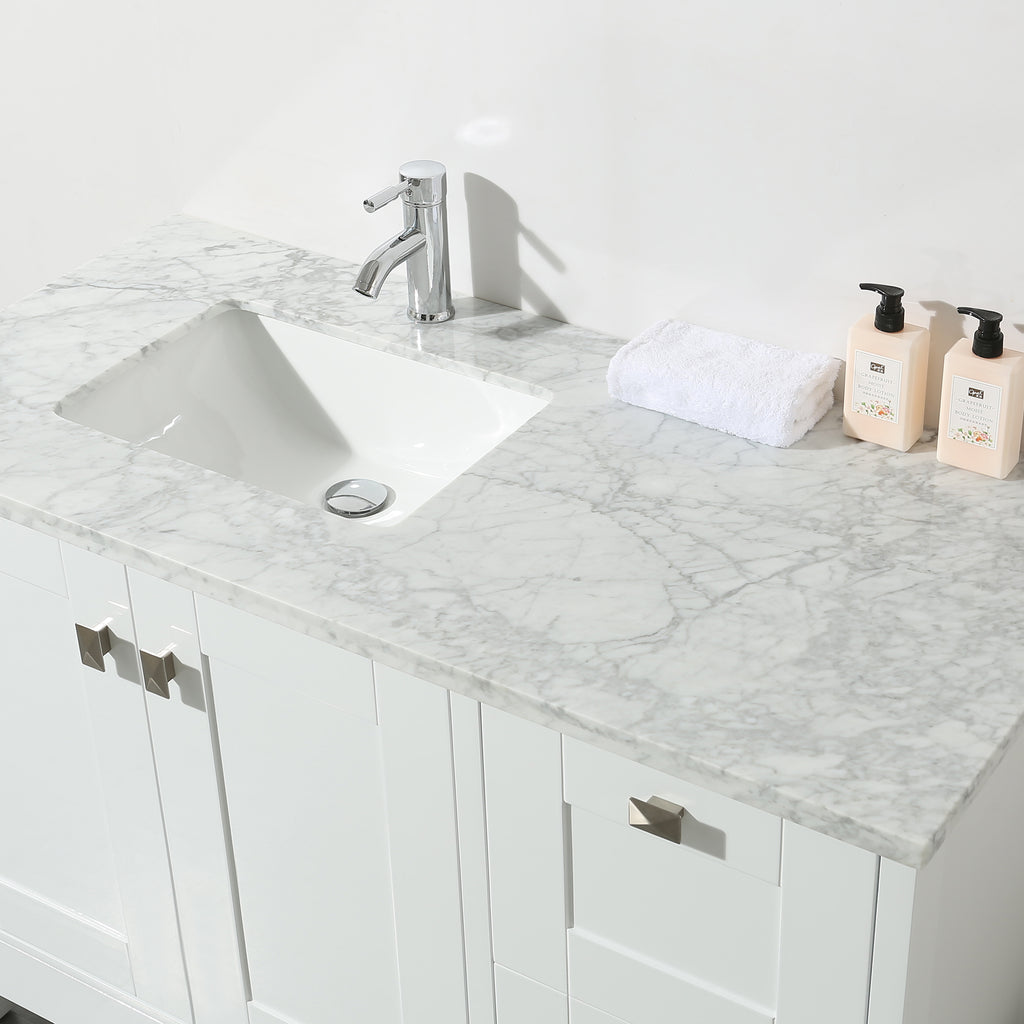 Stufurhome Calypso 48 Inch White Single Sink Bathroom Vanity