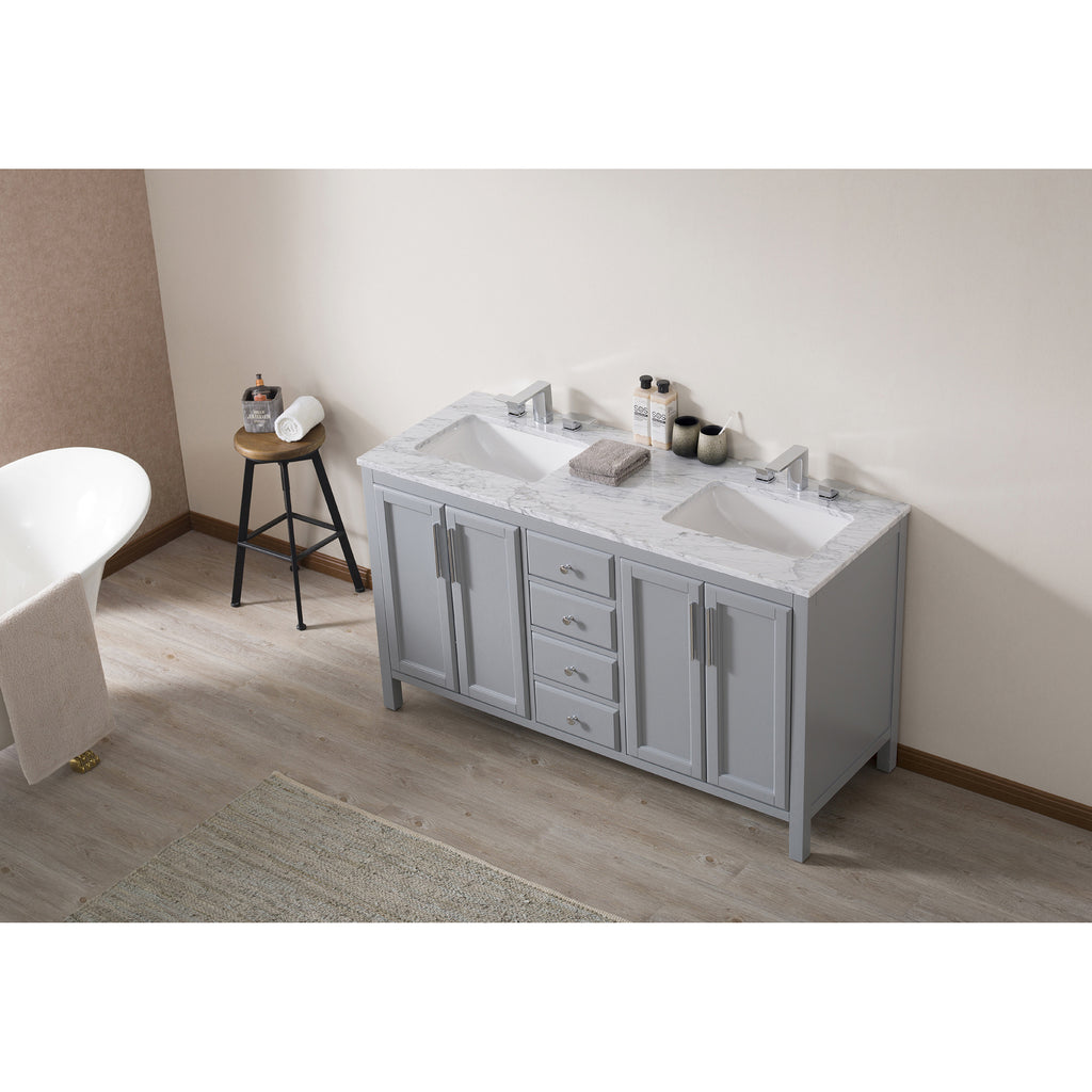 Stufurhome Wright 59 Inch Grey Double Sink Bathroom Vanity