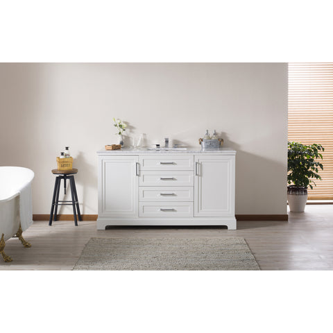 Stufurhome Idlewind 60 Inch White Single Sink Bathroom Vanity