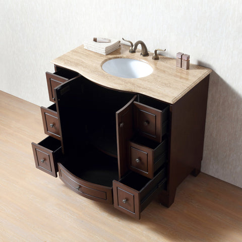 Stufurhome Alandra 40 Inches Dark Cherry Single Sink Bathroom Vanity