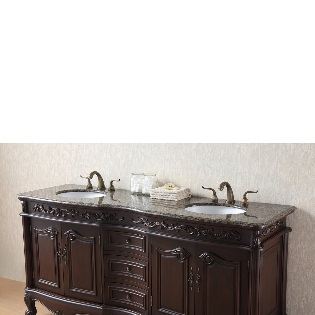Stufurhome Cassandra 72 Inches Dark Cherry Double Sink Bathroom Vanity