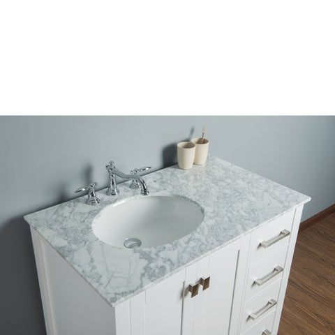Stufurhome 36 inch Malibu Pure White Single Sink Bathroom Vanity