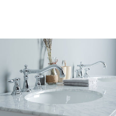 Stufurhome 60 inch Malibu Pure White Double Sink Bathroom Vanity