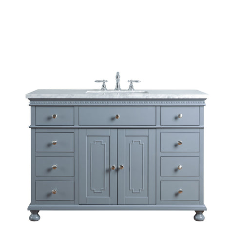 Stufurhome Abigail Embellished 48 Inches Grey Single Sink Bathroom Vanity