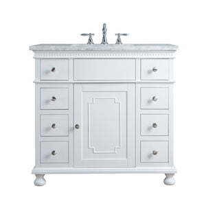 Stufurhome Abigail Embellished 36 Inches White Single Sink Bathroom Vanity