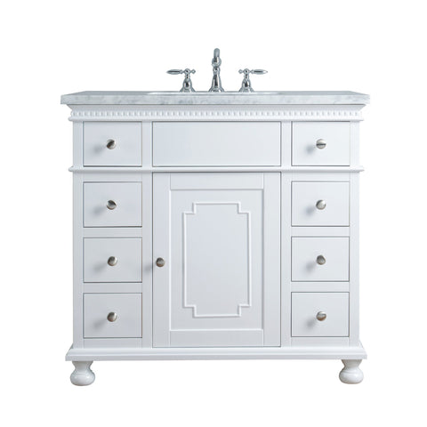 Stufurhome Abigail Embellished 36 Inches White Single Sink Bathroom Vanity