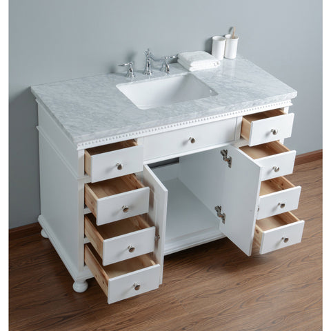 Stufurhome Abigail Embellished 48 Inches White Single Sink Bathroom Vanity