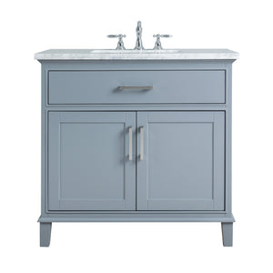 Stufurhome Leigh 36 Inches Grey Single Sink Bathroom Vanity