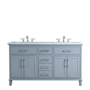 Stufurhome Leigh 60 Inches Grey Double Sink Bathroom Vanity