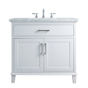 Stufurhome Leigh 36 Inches White Single Sink Bathroom Vanity