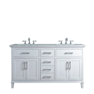 Stufurhome Leigh 60 Inches White Double Sink Bathroom Vanity
