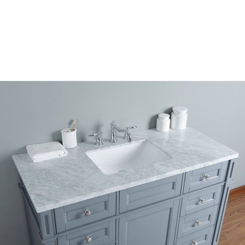 Stufurhome Anastasia French 48 Inches Grey Single Sink Bathroom Vanity