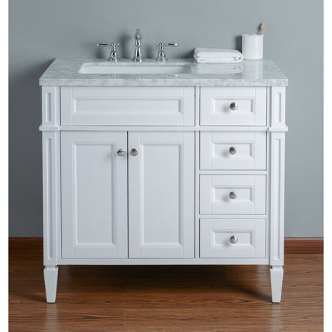 Stufurhome Anastasia French 36 Inches White Single Sink Bathroom Vanity