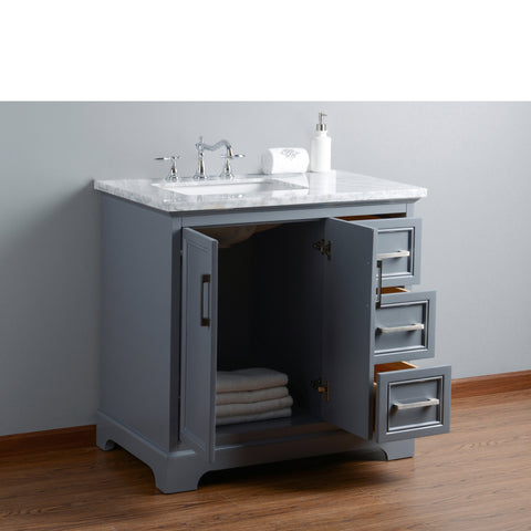 Stufurhome Ariane 36 Inches Slate Gray Single Vanity Cabinet Single Bathroom Sink