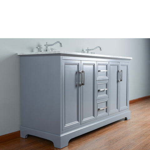 Stufurhome Ariane 60 Inches Slate Gray Double Vanity Cabinet Dual Bathroom Sinks