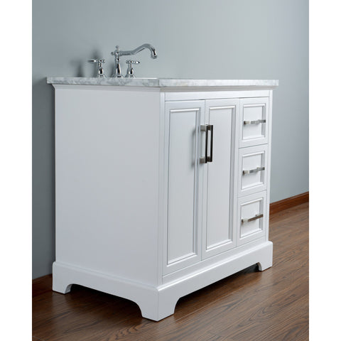 Stufurhome Ariane 36 Inches White Single Vanity Cabinet Single Bathroom Sink