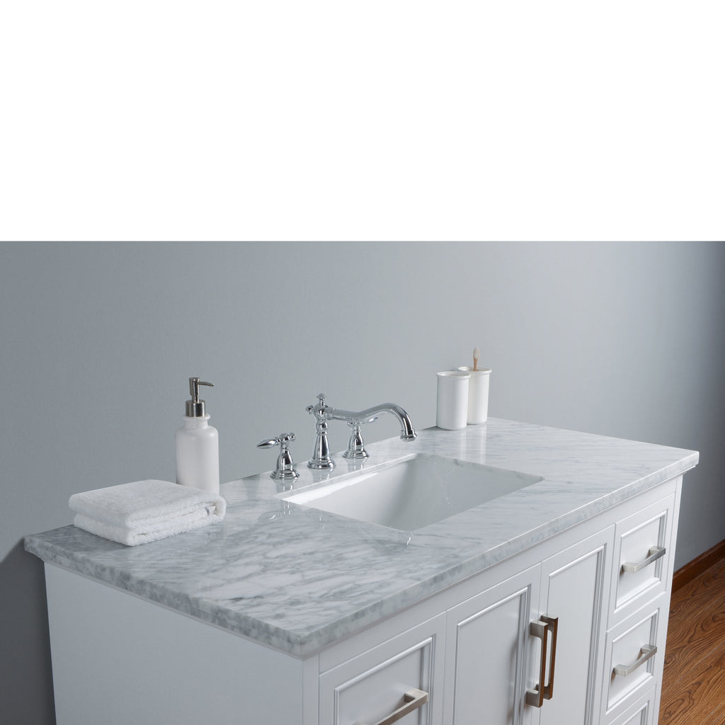 Stufurhome Ariane 48 Inches White Single Vanity Cabinet Single Bathroom Sink