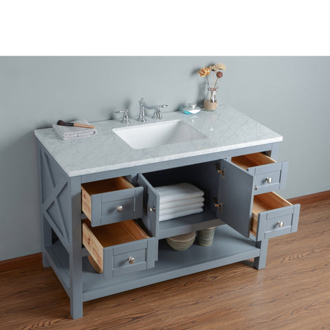 Stufurhome Anabelle 48 Inches Grey Single Sink Bathroom Vanity