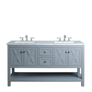 Stufurhome Anabelle 60 Inches Grey Double Sink Bathroom Vanity