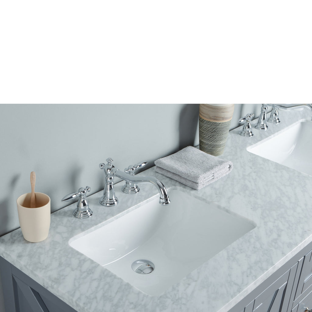 Stufurhome Anabelle 60 Inches Grey Double Sink Bathroom Vanity