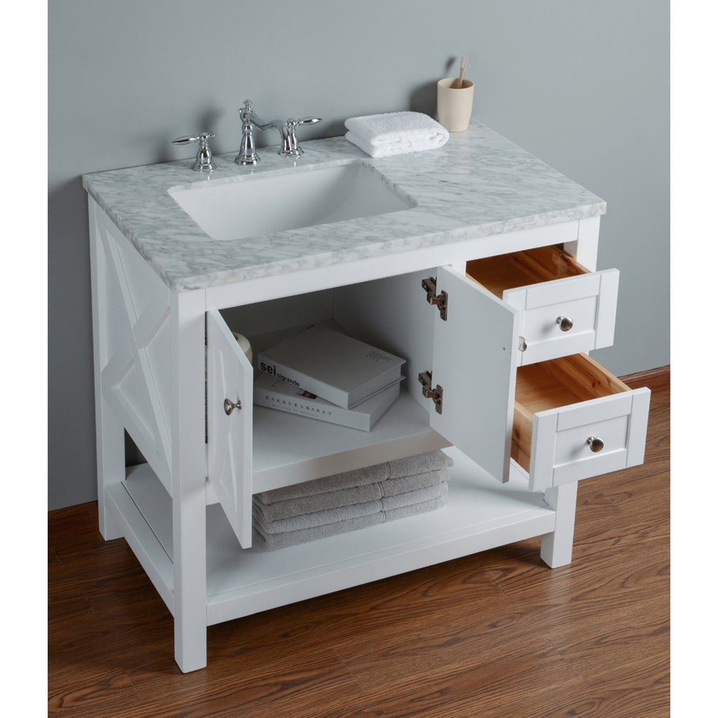 Stufurhome Anabelle 36 Inches White Single Sink Bathroom Vanity