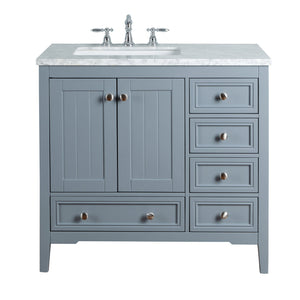 Stufurhome New Yorker 36 Inches Grey Single Sink Bathroom Vanity