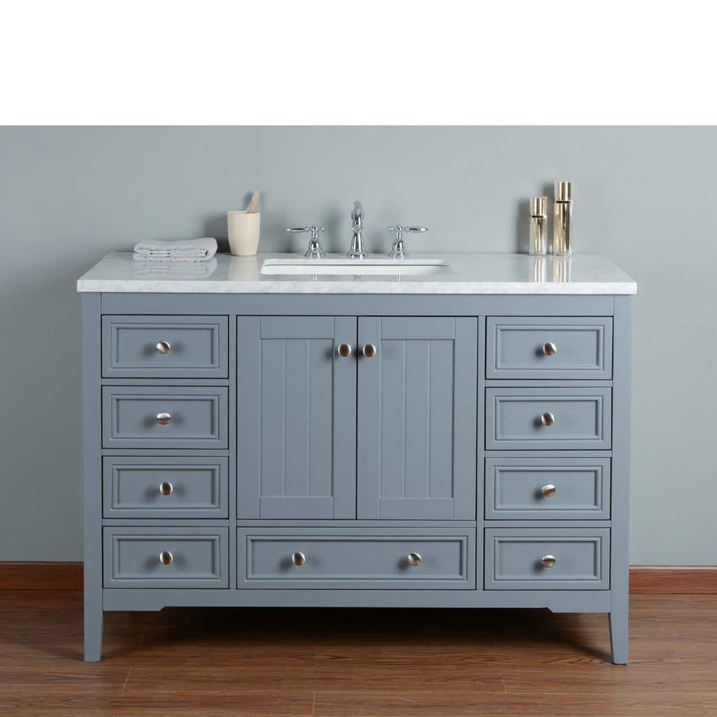 Stufurhome New Yorker 48 Inches Grey Single Sink Bathroom Vanity