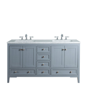 Stufurhome New Yorker 60 Inches Grey Double Sink Bathroom Vanity