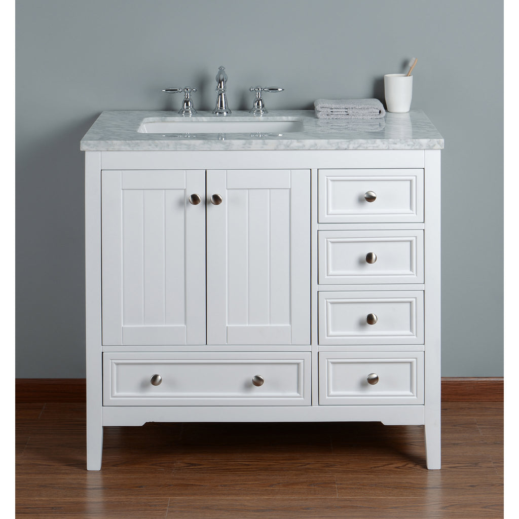 Stufurhome New Yorker 36 Inches White Single Sink Bathroom Vanity