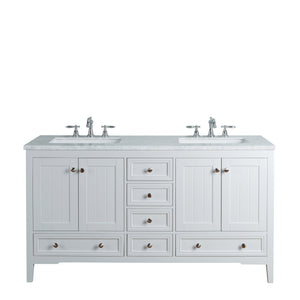 Stufurhome New Yorker 60 Inches White Double Sink Bathroom Vanity
