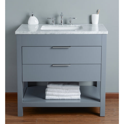 Stufurhome Rochester 36 Inches Grey Single Sink Bathroom Vanity