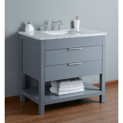 Stufurhome Rochester 36 Inches Grey Single Sink Bathroom Vanity