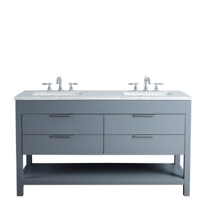 Stufurhome Rochester 60 Inches Grey Double Sink Bathroom Vanity